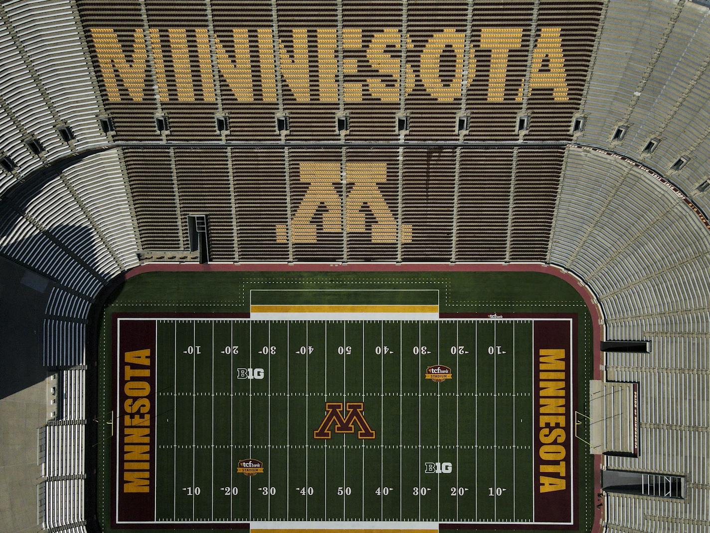 An empty TCF Bank Stadium, home of the University of Minnesota Gophers, was photographed Thursday, Aug. 13, 2020 in Minneapolis, Minn. ] aaron.lavinsky@startribune.com An empty TCF Bank Stadium, home of the University of Minnesota Gophers, was photographed Thursday, Aug. 13, 2020 in Minneapolis, Minn.