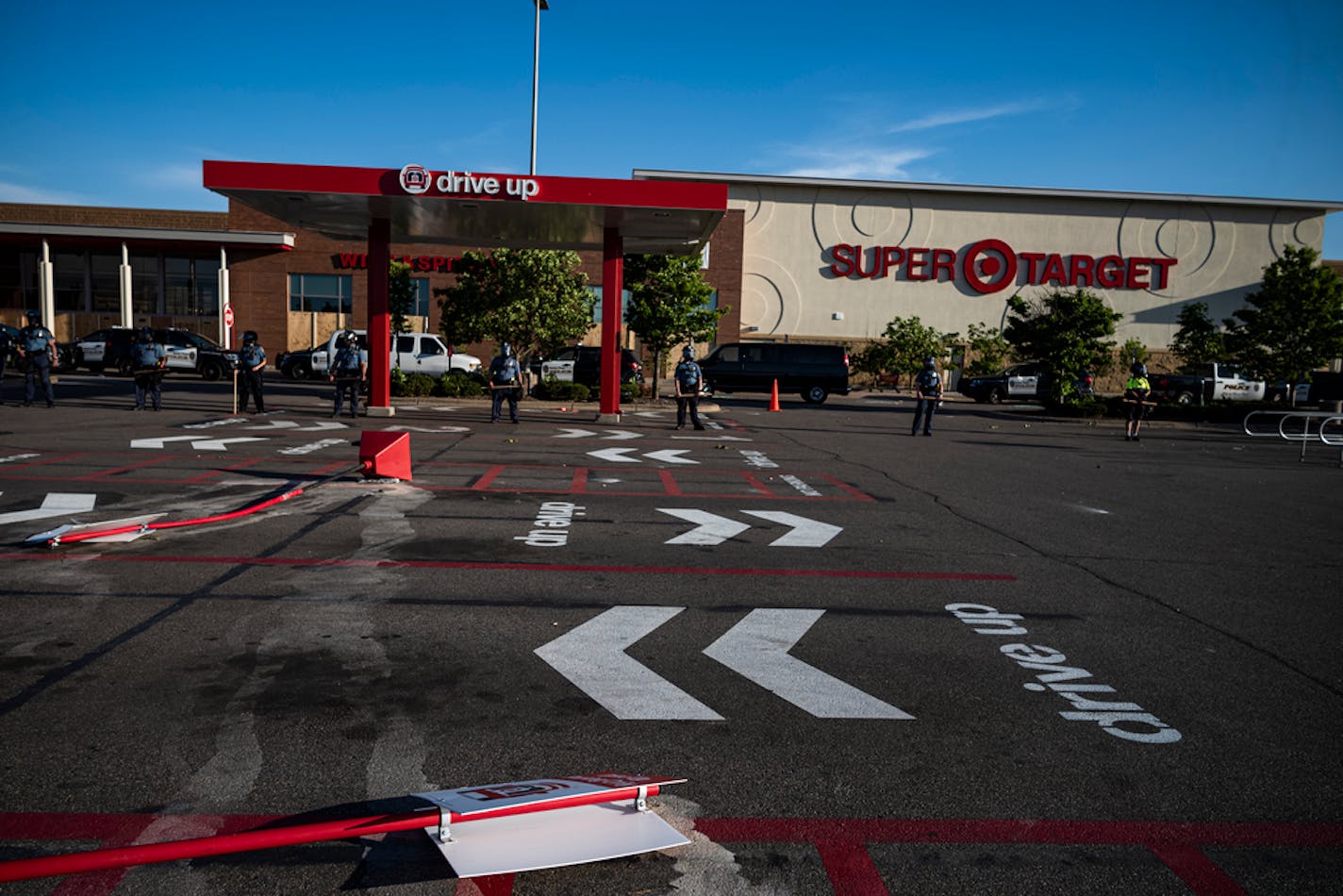 Target has reopened most of its stores in the Twin Cities area, including the St. Paul Midway store, shown with a police presence after looting May 28.