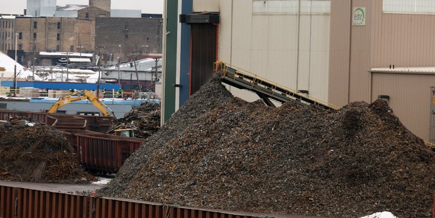 Northern Metal Recycling metal shredder building located on the Mississippi River just south of the Lowry Avenue Bridge Wednesday December 2, 2015 in Minneapolis, MN.