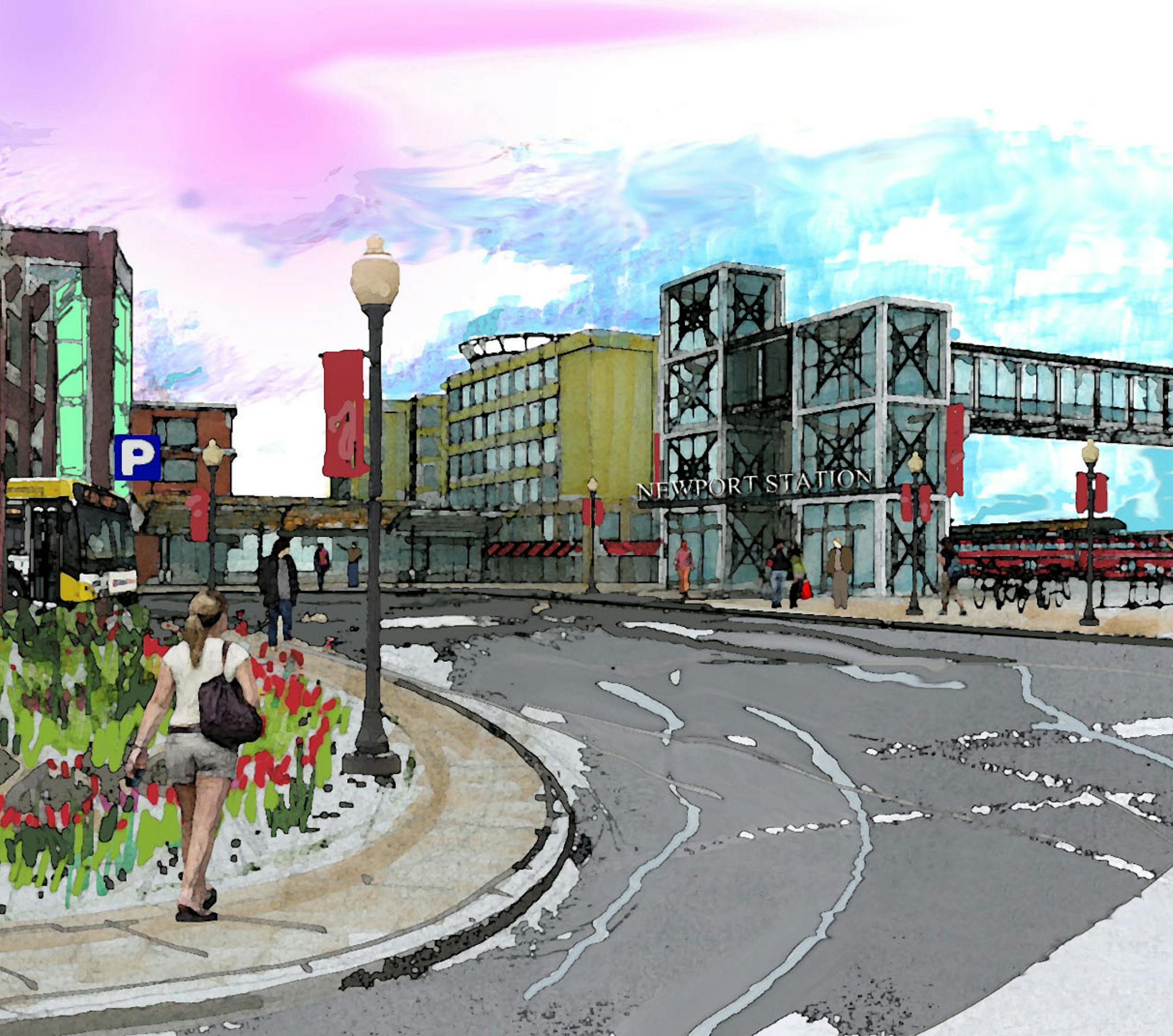 Credit: Red Rock Corridor Commission Cutline: Construction is expected to begin on a transit station in Newport this year, part of a 40-acre retail and residential development envisioned around the site in the Red Rock Corridor. ORG XMIT: MIN1212311926042795
