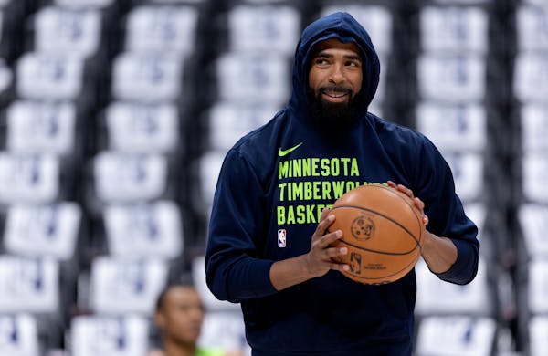 Mike Conley of the Timberwolves warmed up before Game 5 in Denver tonight. He was added to the injury report because of an Achilles' issue.