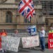 Pro-Brexit demonstrators outside Parliament in London on Thursday, Sept. 5, 2019. As a law stopping a no-deal Brexit moved closer to clearing its fina