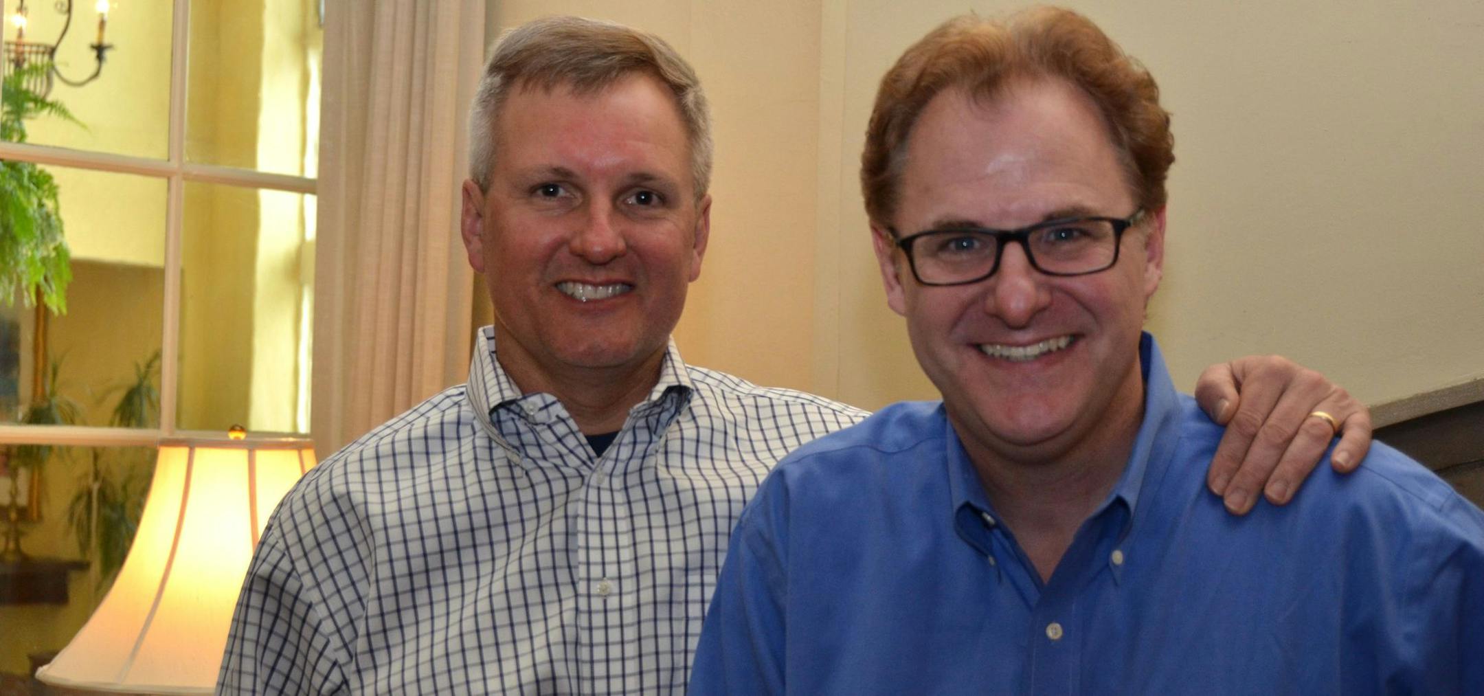 Randy Lee, left, and John McCally, business partners in McCally-Lee Entertainment, which has issued a casting call for Minnesota "Hockey Moms."