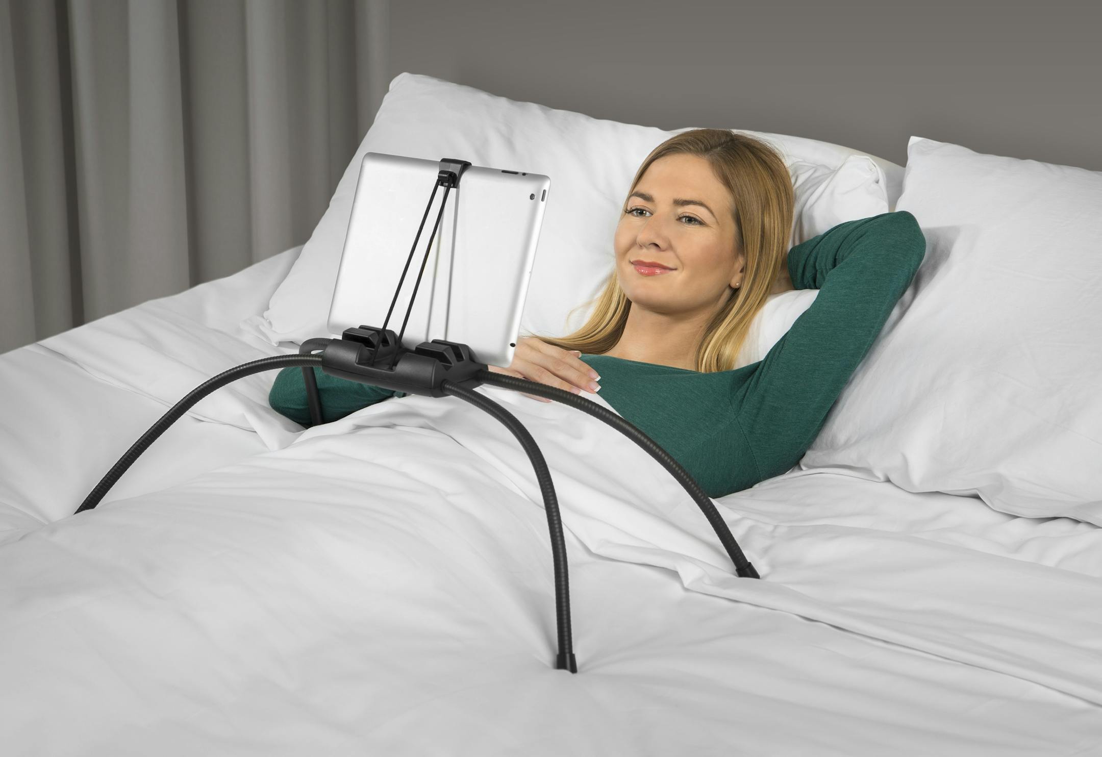 The Tablift allows easier use of a tablet in bed.
