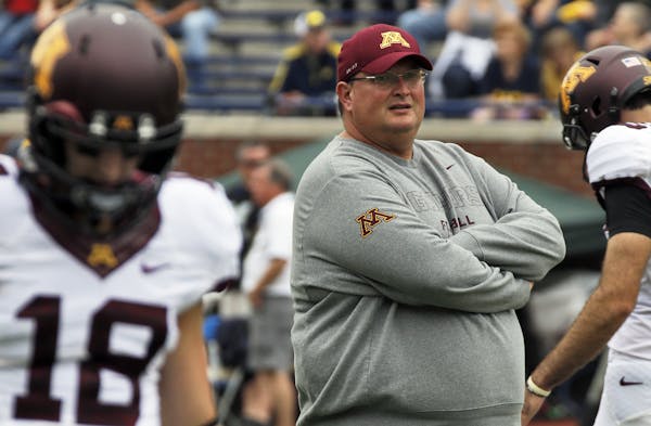 Minnesota Gophers vs. Michigan football. Gophers defensive coordinator Tracy Claeys is the acting head Gophers coach in todays game against Michigan, 