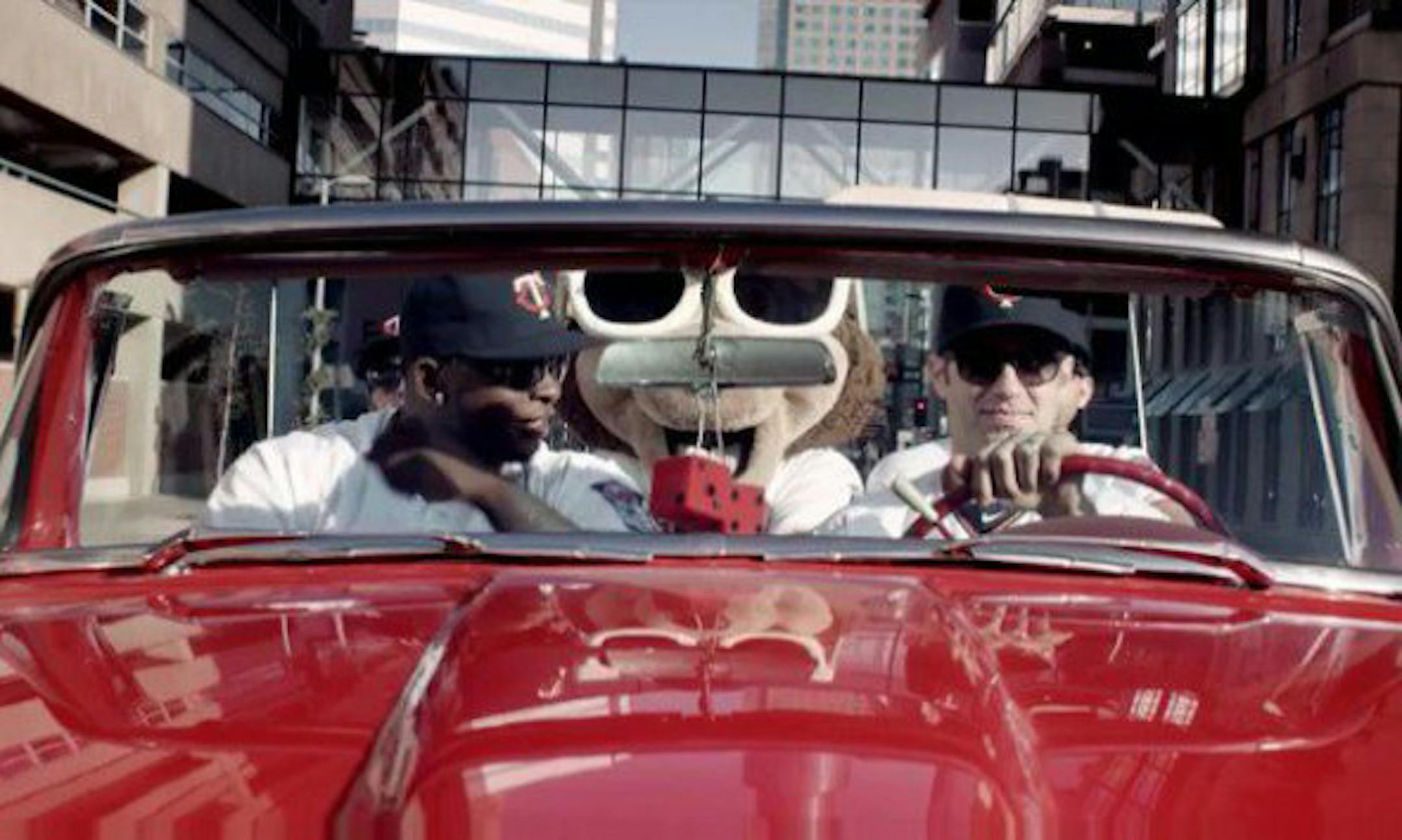 Miguel Sano and Joe Mauer in Twins commercial.