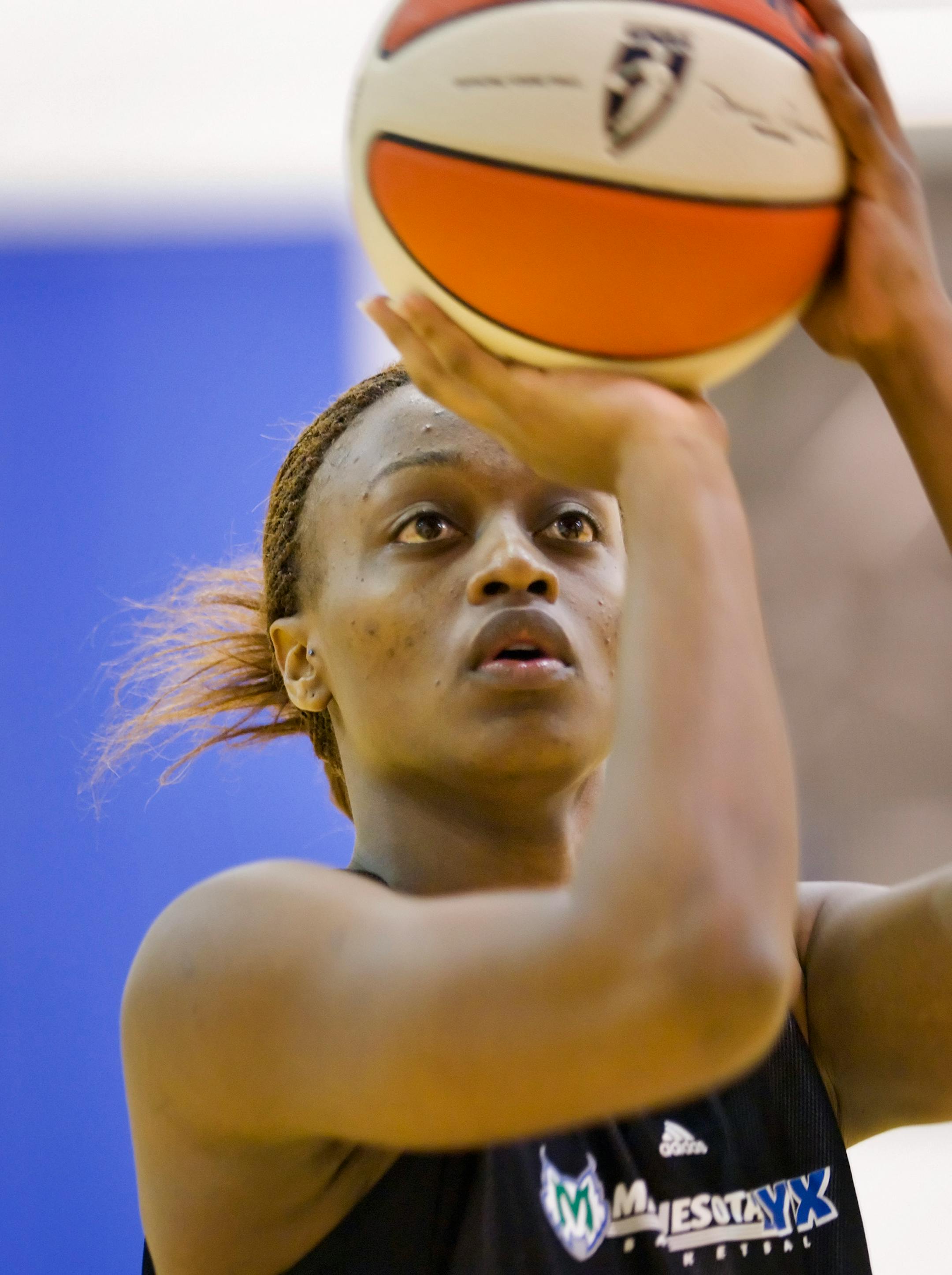 Charde Houston practices freethrows during Lynx team practice Sunday afternoon.