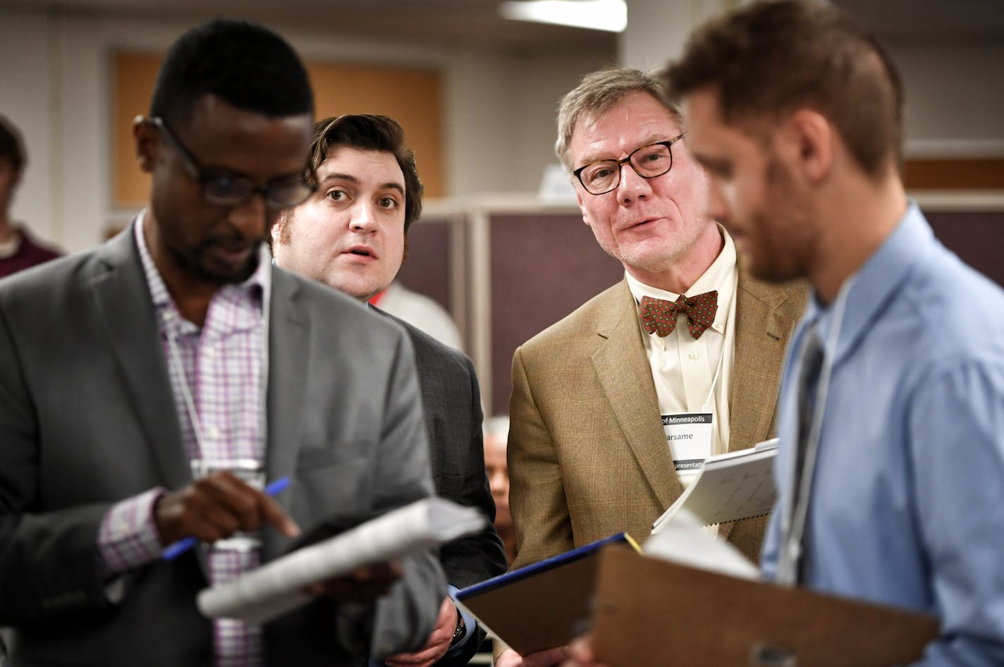 Attorneys for Noor, Matt Streff and for Warsame, Brian Rice looked over recount results from precincts 2,3 and 7 which remained mostly unchanged. Noor's attorney Matt Streff then called an end to the recount they asked for. ] GLEN STUBBE &#xef; glen.stubbe@startribune.com Tuesday, November 28, 2017 Minneapolis election officials conduct a recount of the Ward 6 council race.