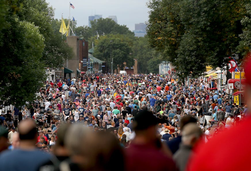 While the weather was cloudy and muggy, a decent crowd gathered for the last day of the Minnesota State Fair Monday, May, Sept. 3, 3018, in Falcon Heights, MN.]