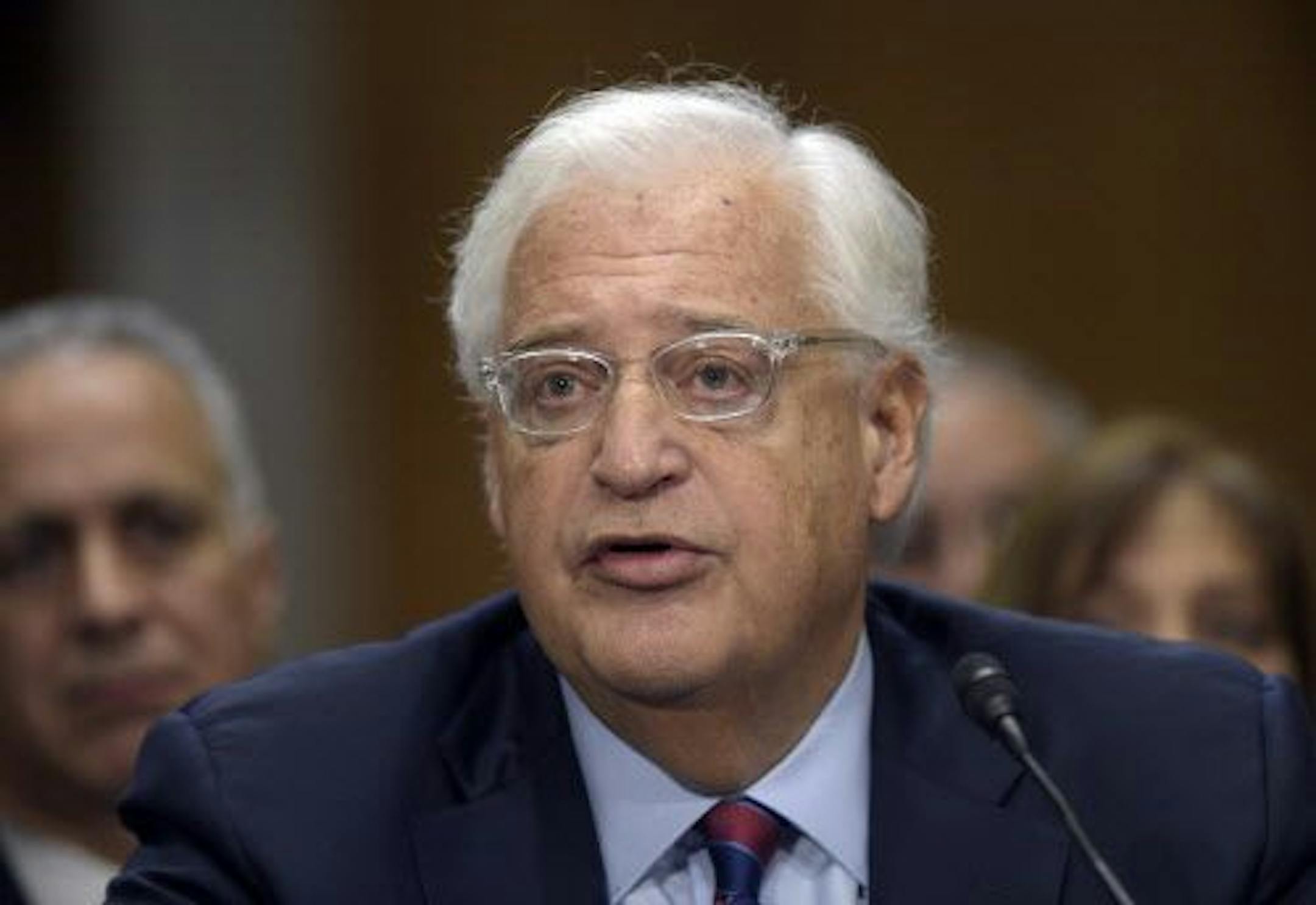 David Friedman, nominated to be U.S. Ambassador to Israel, testifies on Capitol Hill in Washington, Thursday, Feb. 16, 2017, at his confirmation hearing before the Senate Foreign Relations Committee.