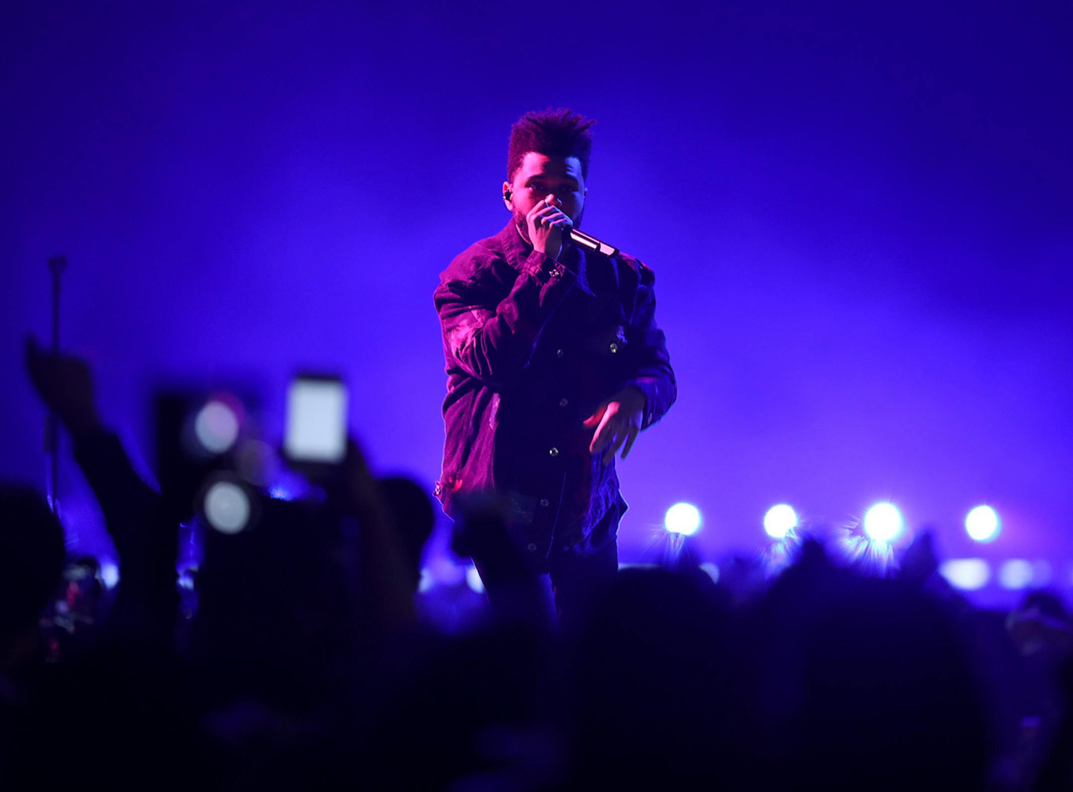 The Weeknd early in his set Sunday night.