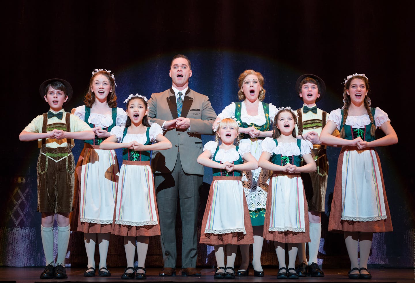 Billie Wildrick with the von Trapp children in "The Sound of Music" at the Ordway Center. (Photo by Rich Ryan Photography)