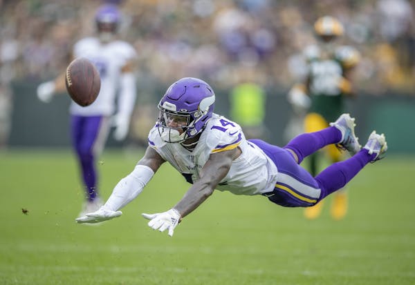 Vikings wide receiver Stefon Diggs missed a pass during the fourth quarter.