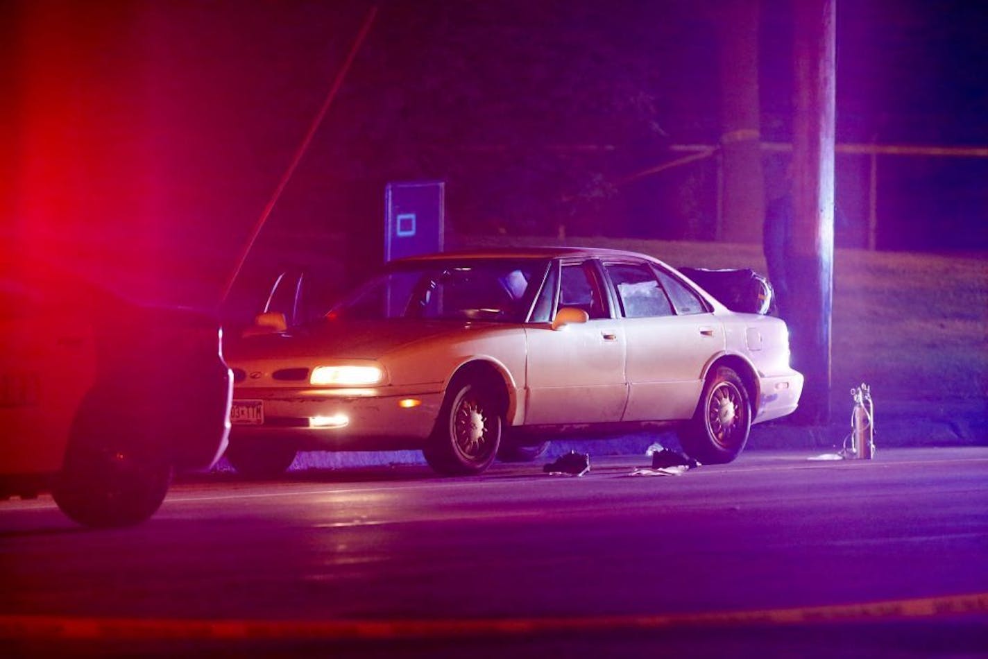 A car at the scene of a police-involved shooting Wednesday night in Falcon Heights involving St. Anthony police.