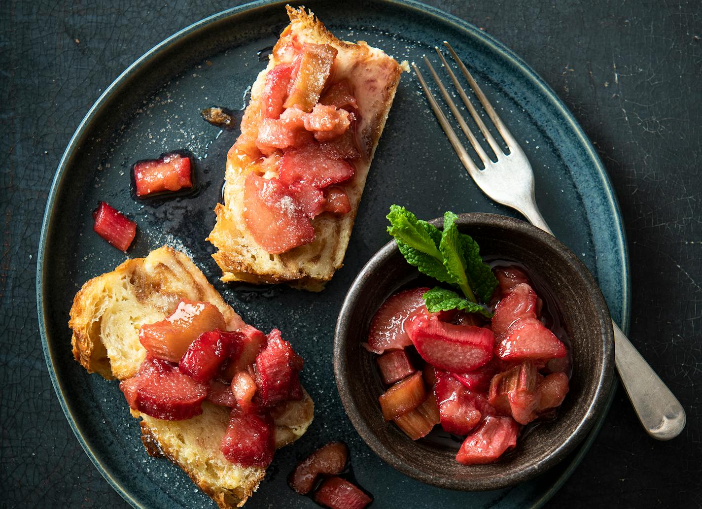 Croissant French Toast Loaf with Rhubarb Sauce. Credit Mette Nielsen, Special to the Star Tribune