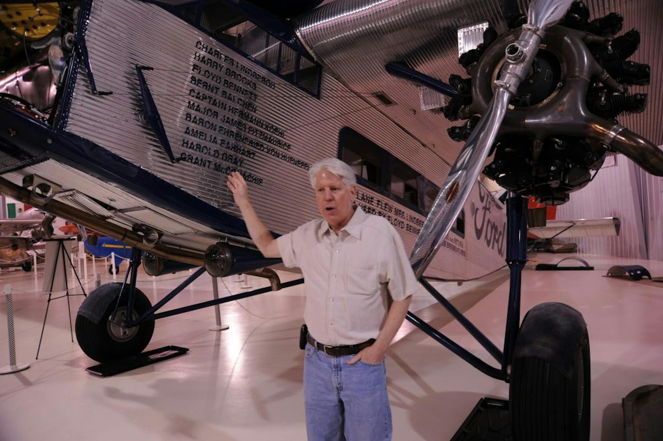 Greg Herrick, who owns the Anoka County�Blaine airport museum, helped draft a noteworthy amendment to a federal aviation bill, which passed in February, that protects the historic technical drawings and design data that's related to old-fashioned airplanes. Herrick was moved to act on this after his 15-year struggle to get a hold of certain drawings for the 1937 Fairchild aircraft, for restoration purposes. Herick stood in front of the Ford 4-tri-motor which is the world's oldest metal airplane