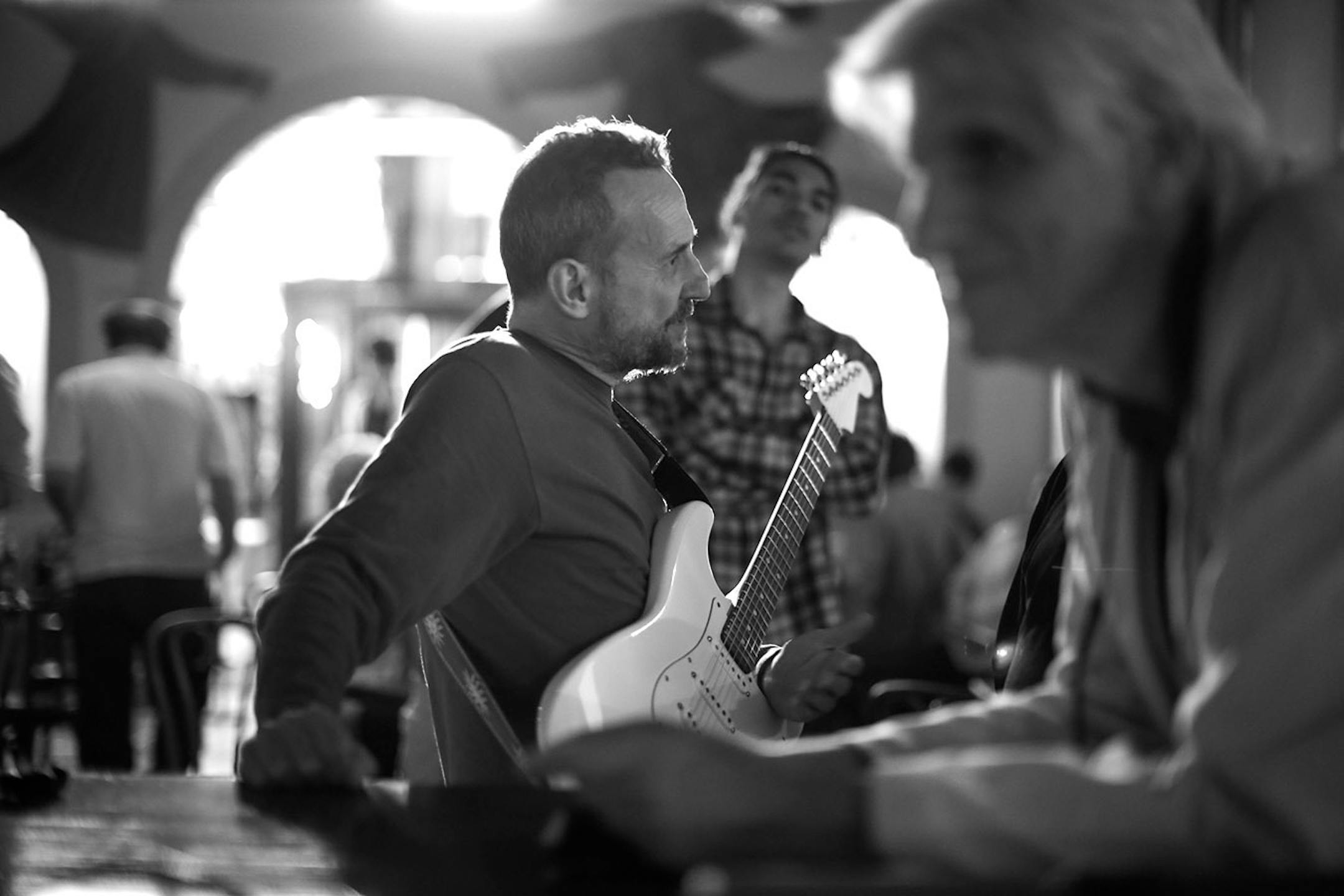 Guitarist Dean Magraw visited with Khyber Pass patrons after Red Planet's late set earlier this month.