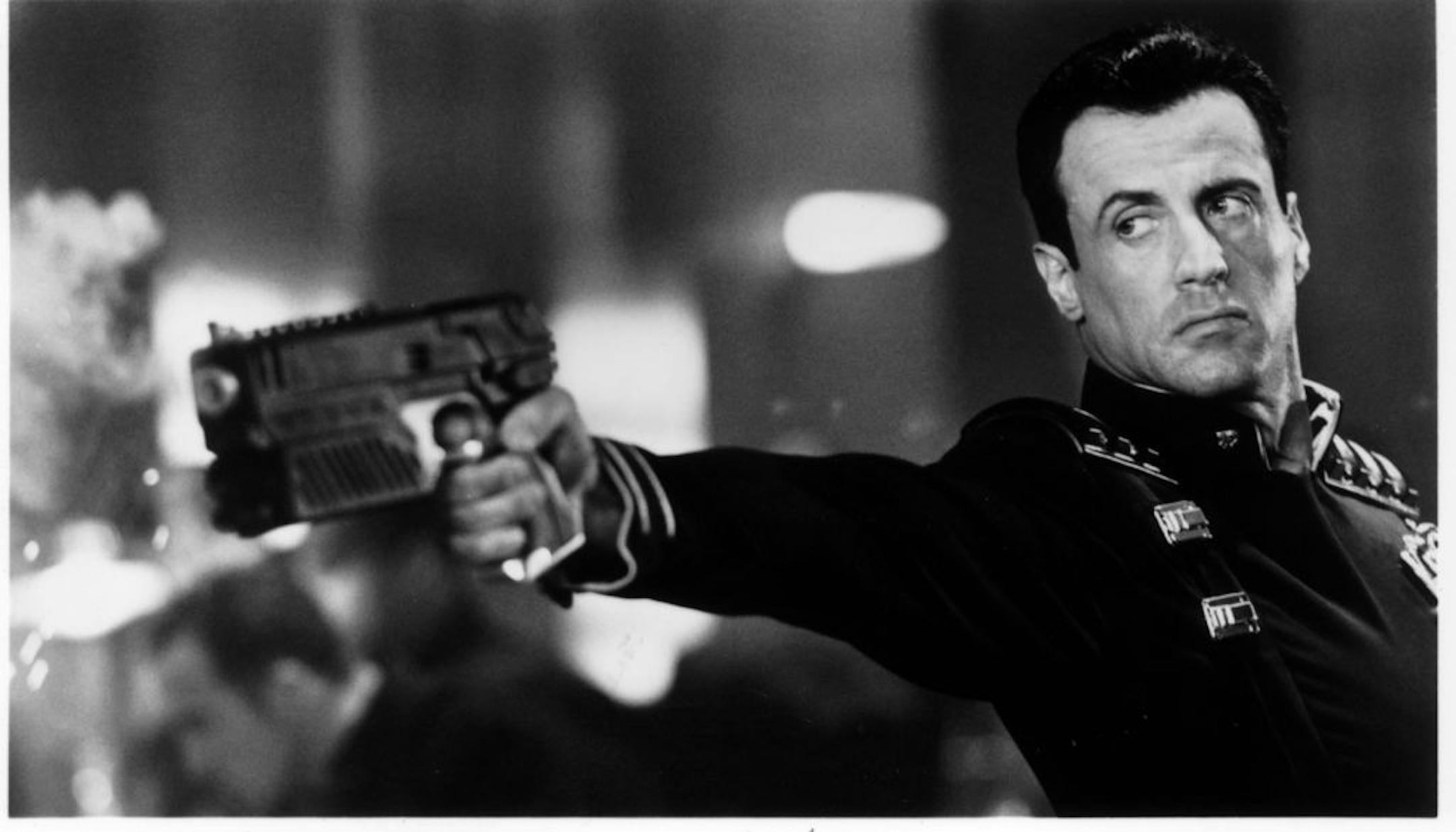 Sylvester Stallone in the title role of the 1995 movie "Judge Dredd."