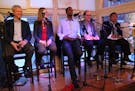 The five St. Paul mayoral candidates: Candidate Pat Harris, Candidate Elizabeth Dickinson, Candidate Melvin Carter III, Candidate Tom Goldstein and Ca