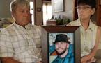 In 2019, Matthew Klaus' parents John and Denise Klaus held a portrait of their deceased son at their home in Oronoco.