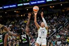 Despite 31 points from forward Napheesa Collier (24, shown in an earlier game against Seattle), the Lynx lost 83-82 in overtime to the Sun in Connecti