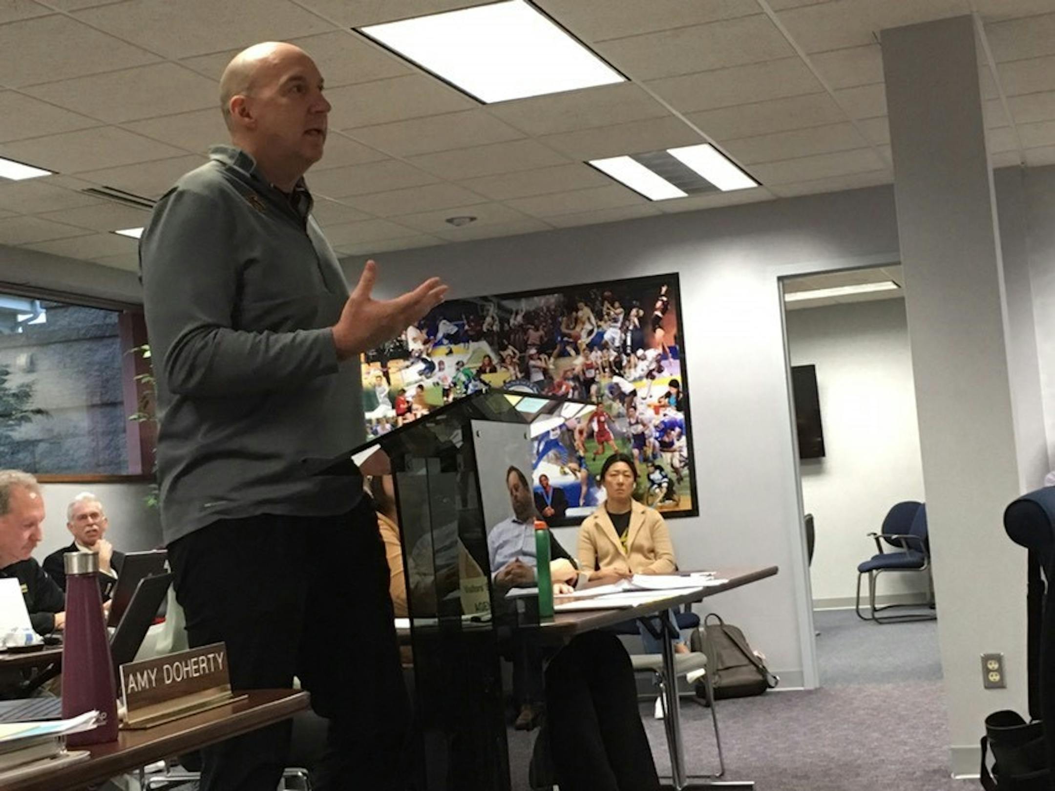 University of Minnesota volleyball coach Hugh McCutcheon spoke in support of boys' volleyball Thursday at the Minnesota State High School League board of directors meeting.
