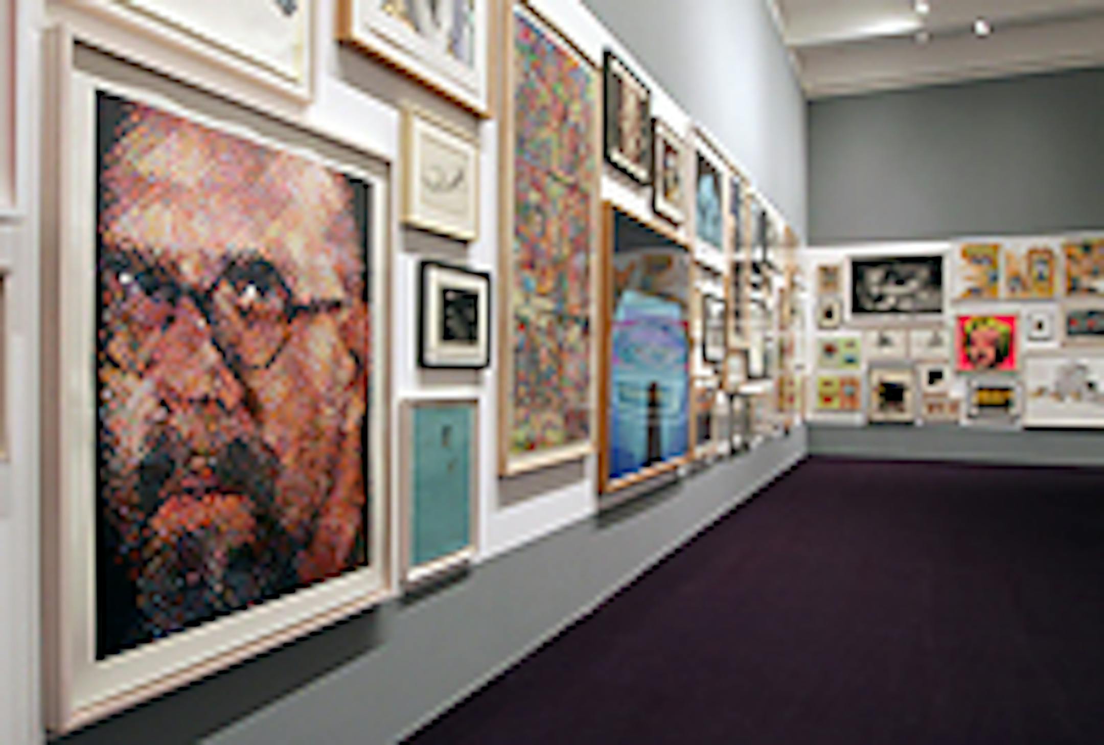 Chuck Close's "Self-Portrait," left, finished third in the public voting