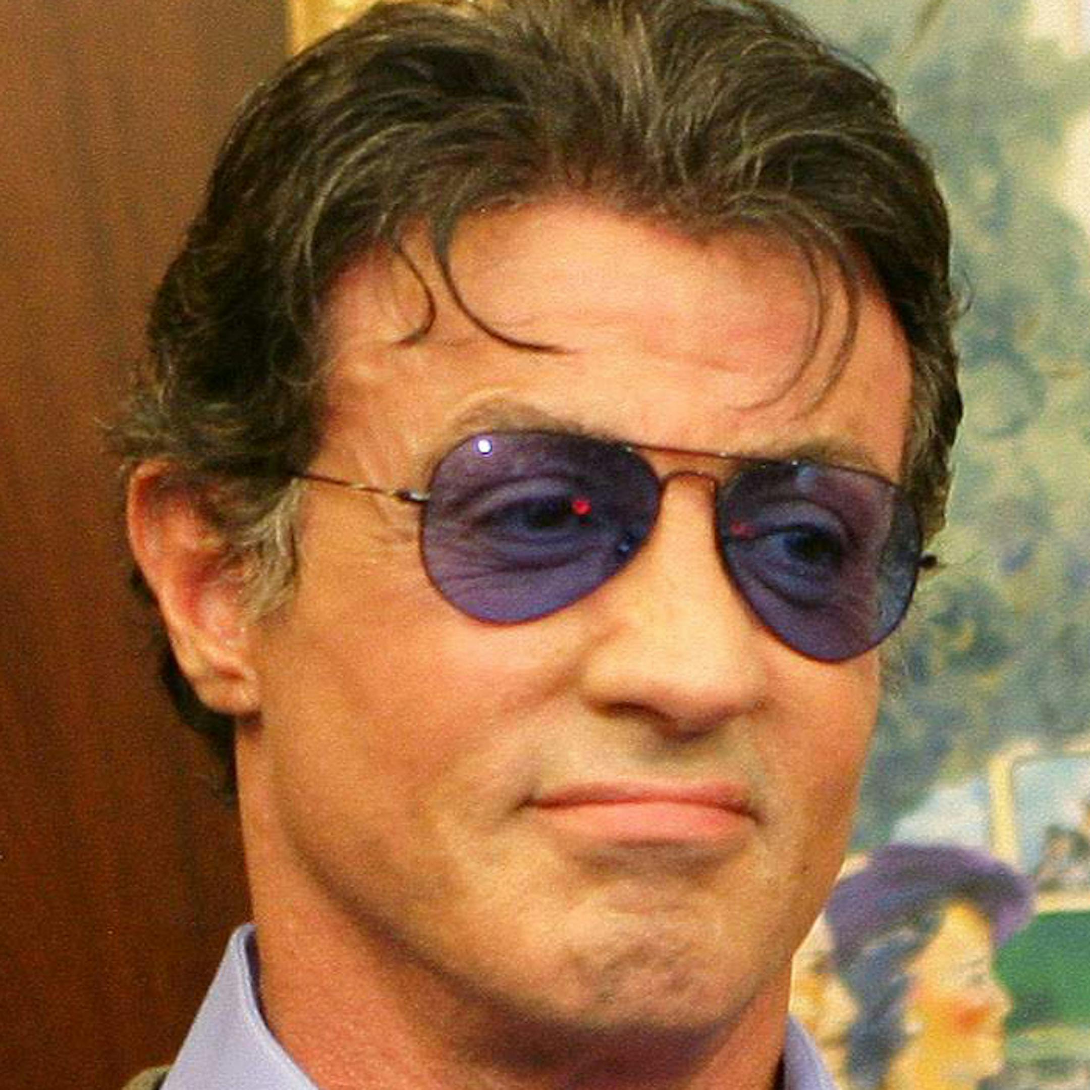 U.S. actor Sylvester Stallone, center, Swedish actor Dolph Lundgren, left, and British actor Jason Statham are seen during a news conference to promote their new film "The Expendables" in Kiev, Ukraine, Saturday Aug. 7, 2010. (AP Photo/Andrey Lukatsky)