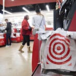 Plastic bags hang on a self checkout kiosk at a Target Corp. store in Chicago, Illinois, U.S., on Saturday, Nov. 16, 2019. Target Corp. is scheduled t