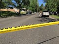St. Paul police at the shooting scene, in the 2100 block of Minnehaha Avenue E., on Thursday afternoon.