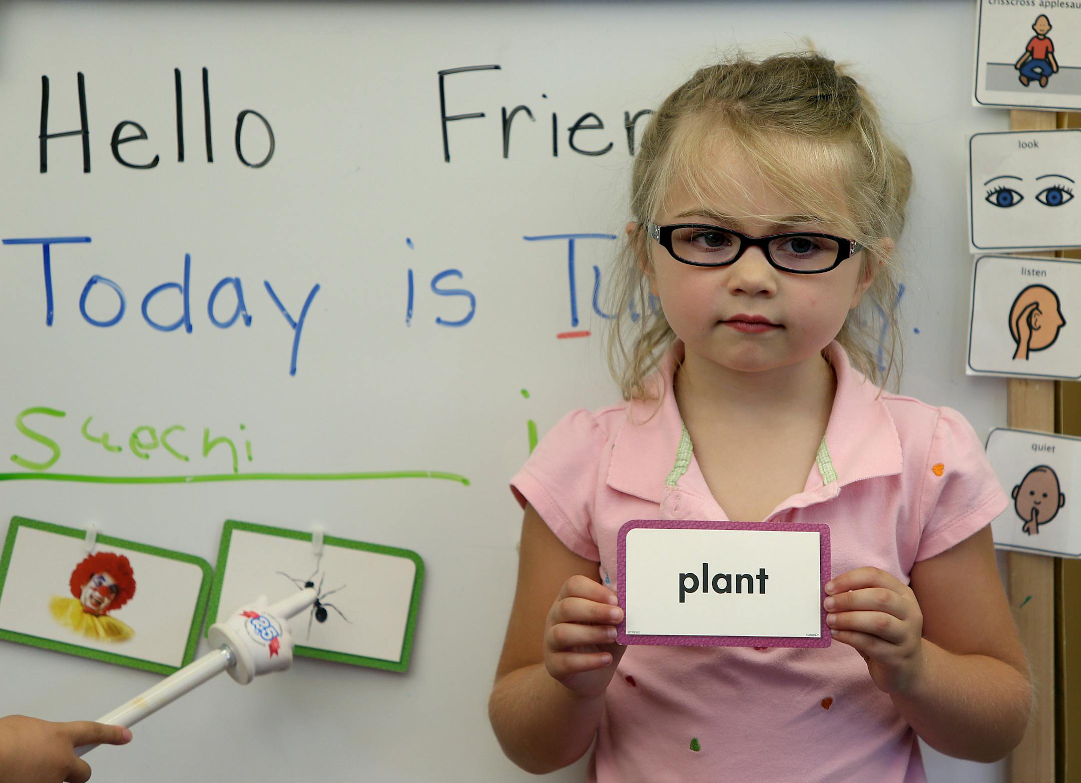 July 9, 2013: Pre-schooler Heidi Bierschank was called to participate in a morning grammar exercise at Eastern Heights Elementary School in St. Paul.