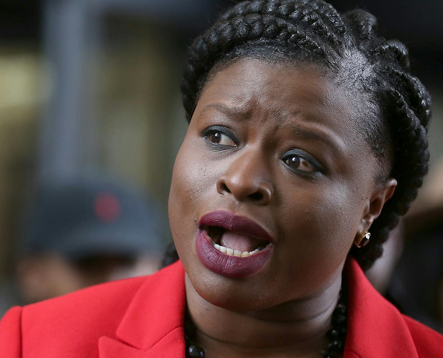 Nekima Levy-Pounds addressed the media during a press conference, Monday, April 4, 2016 at the Hennepin County Government Center in Minneapolis, MN. The Minneapolis NAACP held a press conference, including representatives of the Twin Cities Coalition for Justice for Jamar, Black Lives Matter Minneapolis, and Black Clergy United for Change to discuss recent developments in the Jamar Clark officer-involved shooting case. ] (ELIZABETH FLORES/STAR TRIBUNE) ELIZABETH FLORES &#x2022; eflores@startribu