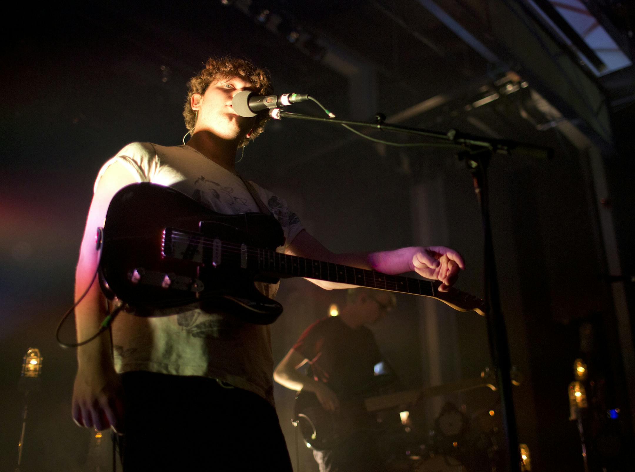 The English indie rock quartet Alt-J performed a sold out show at the Varsity Theater in Minneapolis Monday night, April 1, 2013. Guitarist and vocalist Joe Newman, foreground, and Gwil Sainsbury, bassist, of the band Alt-J, early in their show Monday night. ] JEFF WHEELER ‚Ä¢ jeff.wheeler@startribune.com
