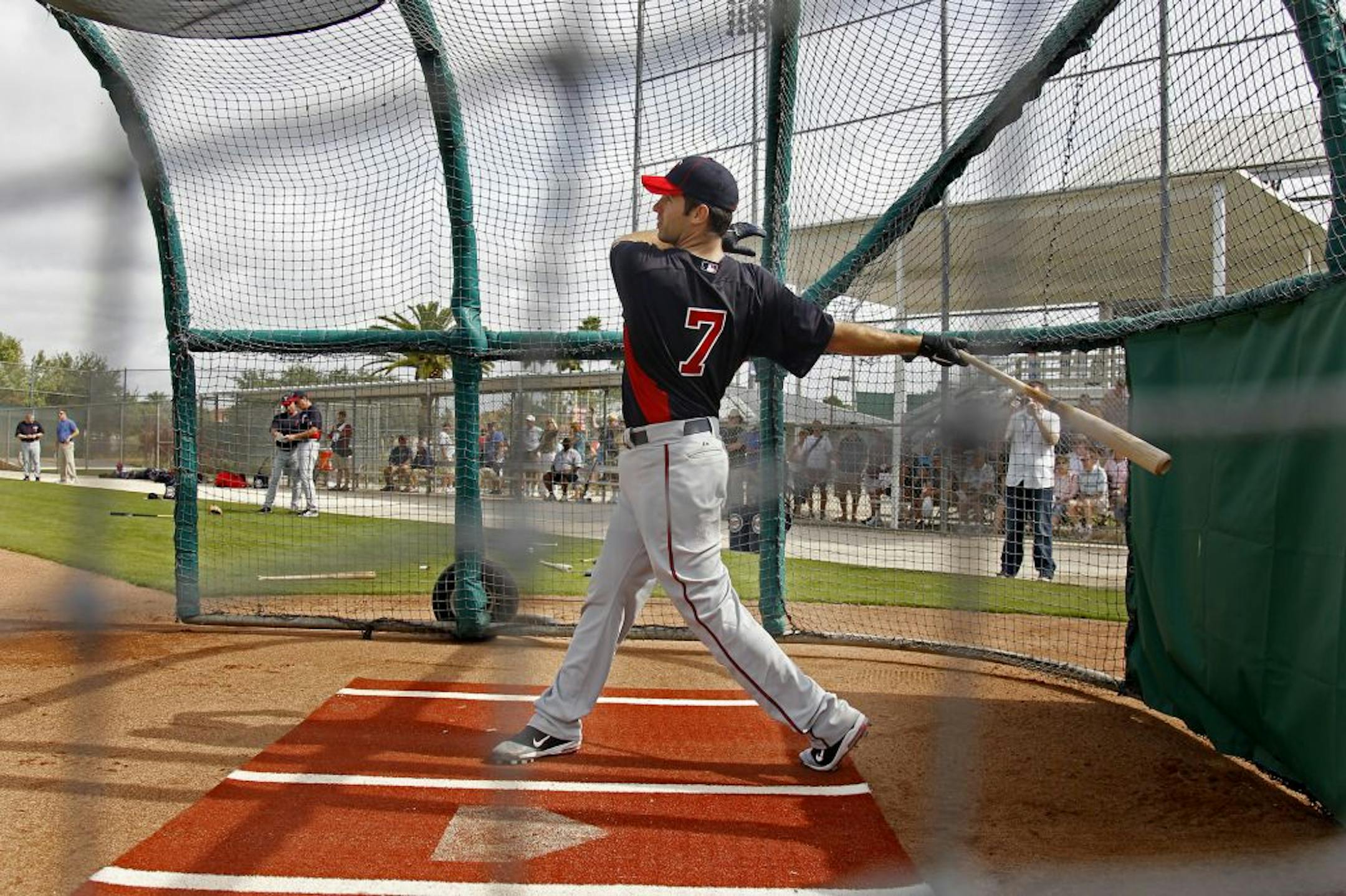 Minnesota Twins Joe Mauer in the batting cage at Fort Myers.