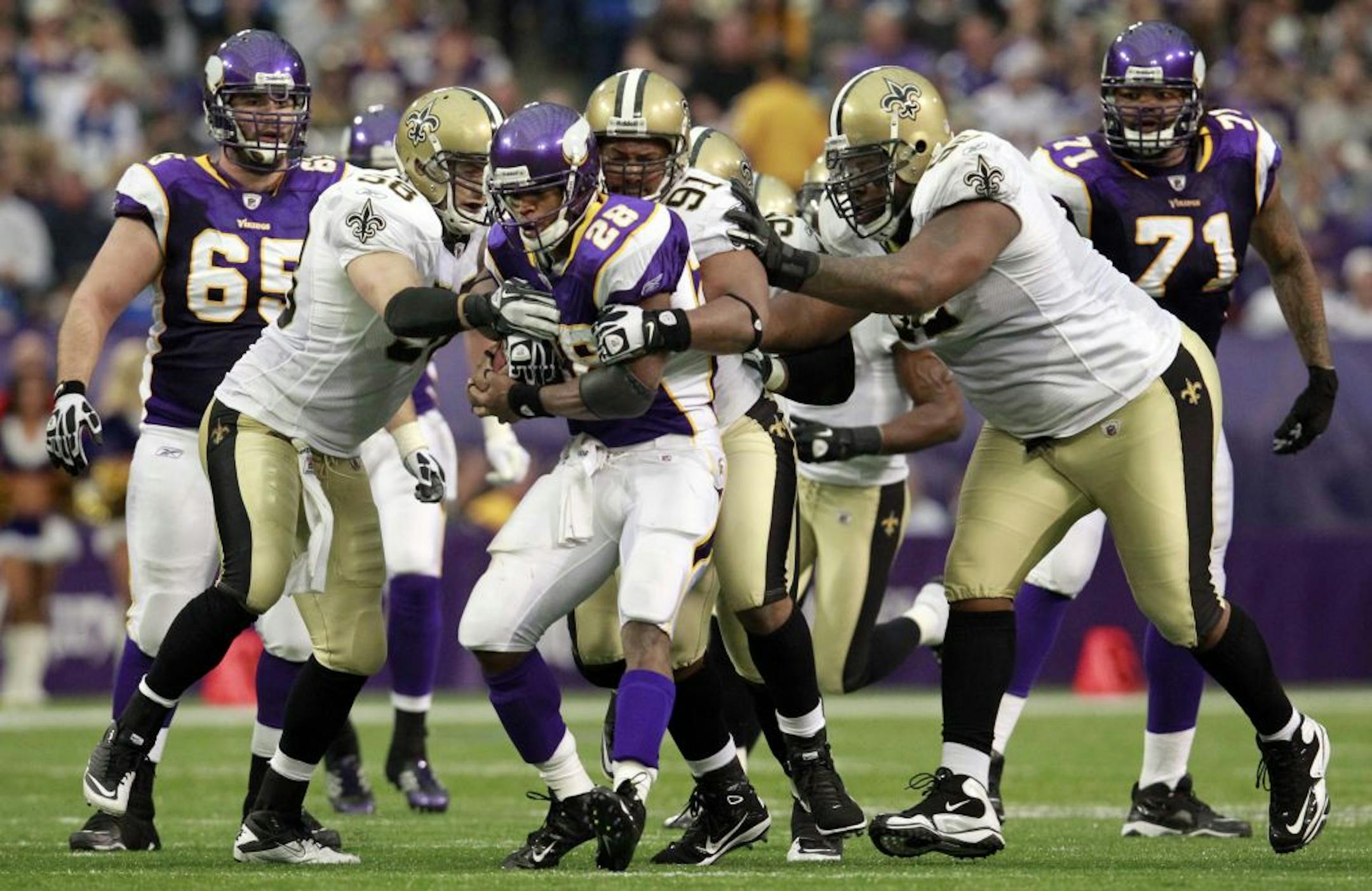 Adrian Peterson, stopped for a loss on third down in the third quarter Sunday, said effort was lacking by both the offense and defense in the loss to the Saints.