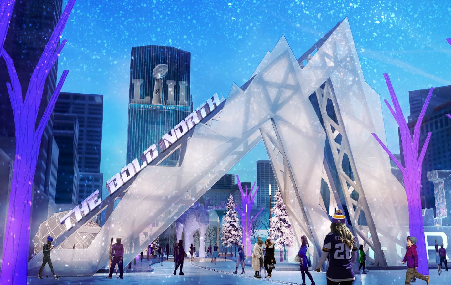 Nicollet Mall Super Bowl Live renderings provided by Super Bowl committee.