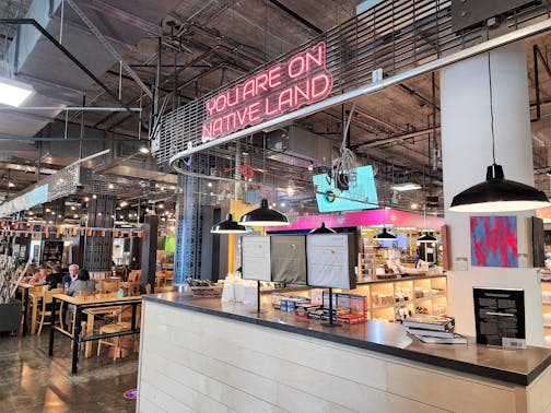 The entrance to Indigenous Food Lab's kiosk at the Midtown Global Market