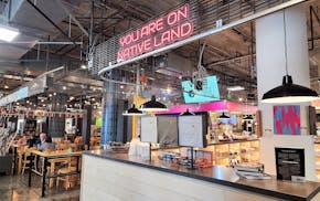 The entrance to Indigenous Food Lab's kiosk at the Midtown Global Market