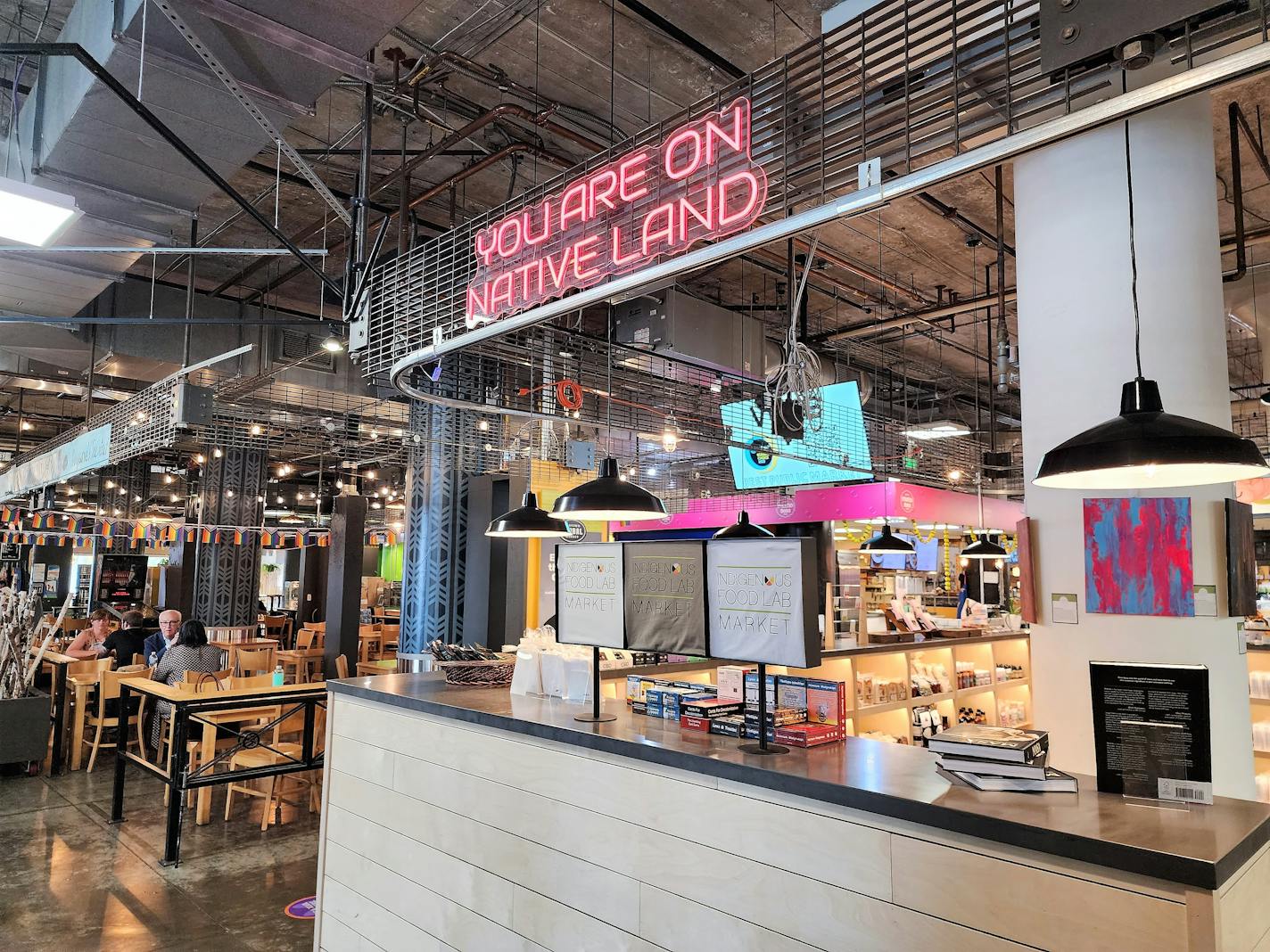 The entrance to Indigenous Food Lab's kiosk at the Midtown Global Market