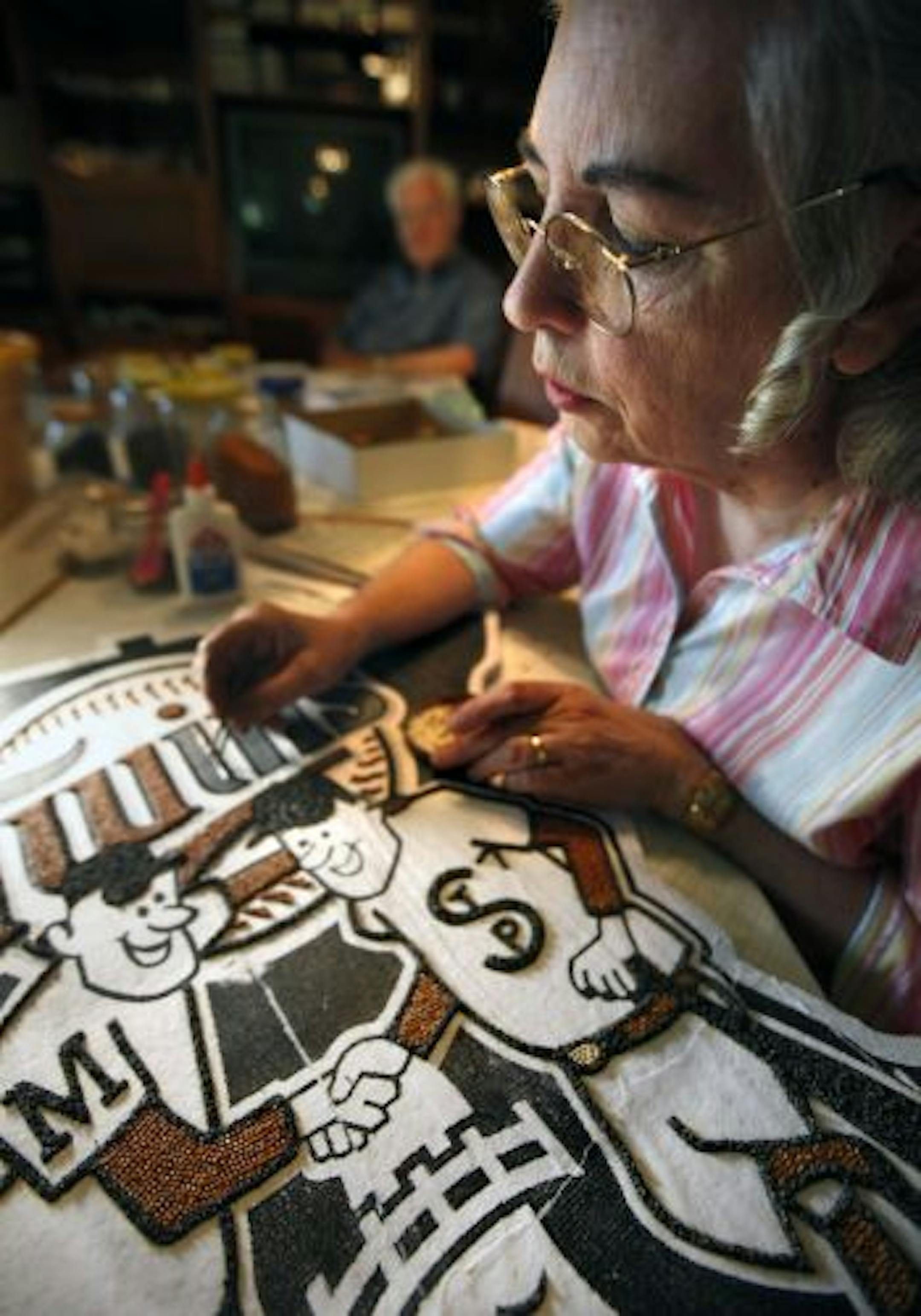 "We are fair people," Darlene Thorud said. "We are competitors. It's always exciting to go and see what you got." She has been entering her work in the State Fair for 45 years. She's working on a Twins piece for this year. "I figured with the new stadium, it's going to be popular."