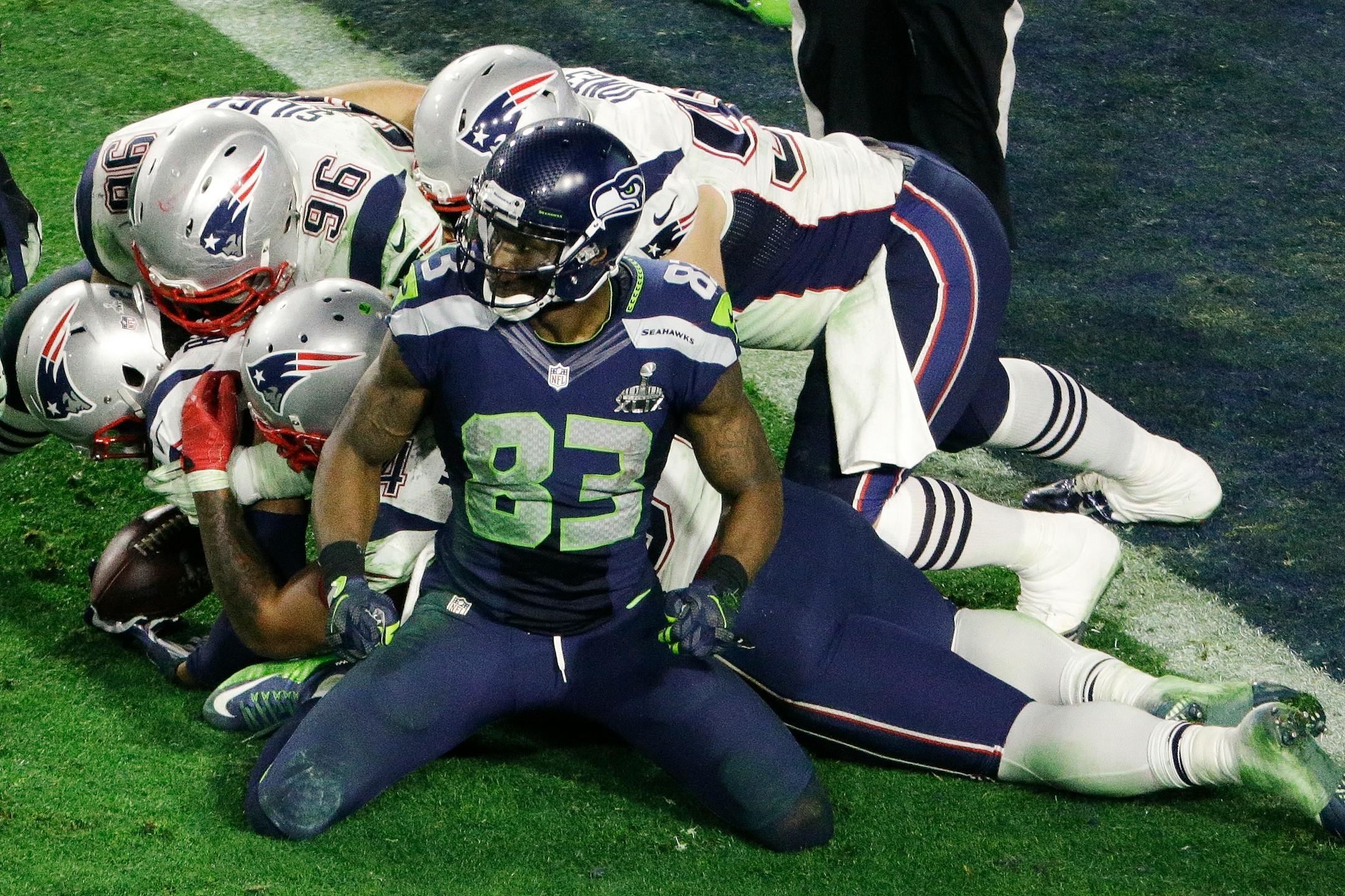 Malcolm Bulter's goal-line interception made winners of the Patriots and put the crosshairs of criticism on Seahawks receiver Ricardo Lockette (83), quarterback Russell Wilson and, especially, coach Pete Carroll.