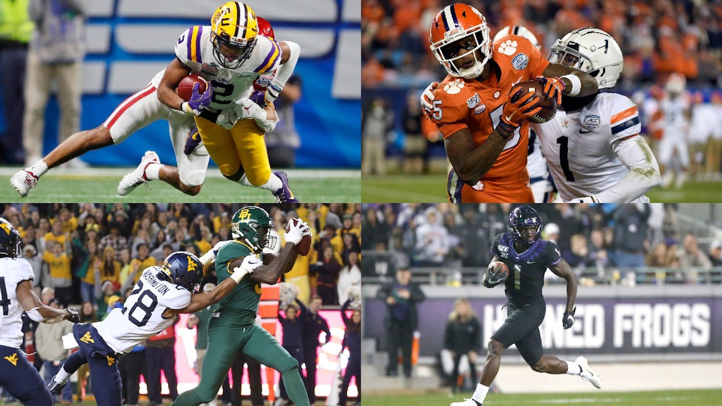 There's plenty of depth at wide receiver in this year's NFL draft, including (clockwise from top left) LSU's Justin Jefferson, Clemson's Tee Higgins, TCU's Jalen Reagor and Baylor's Denzel Mims.