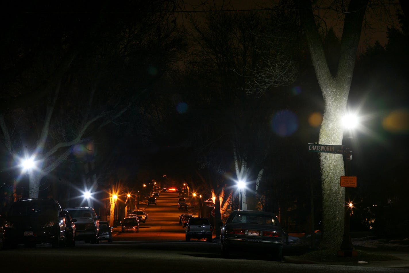 One block of Iowa Avenue, between Chatsworth and Milton streets, is lit with LED (light-emitting diode) streetlights. The lights are brighter and supposedly save on energy costs. The project is a test to see how residents like the lights and whether they might be suitable elsewhere in the city.