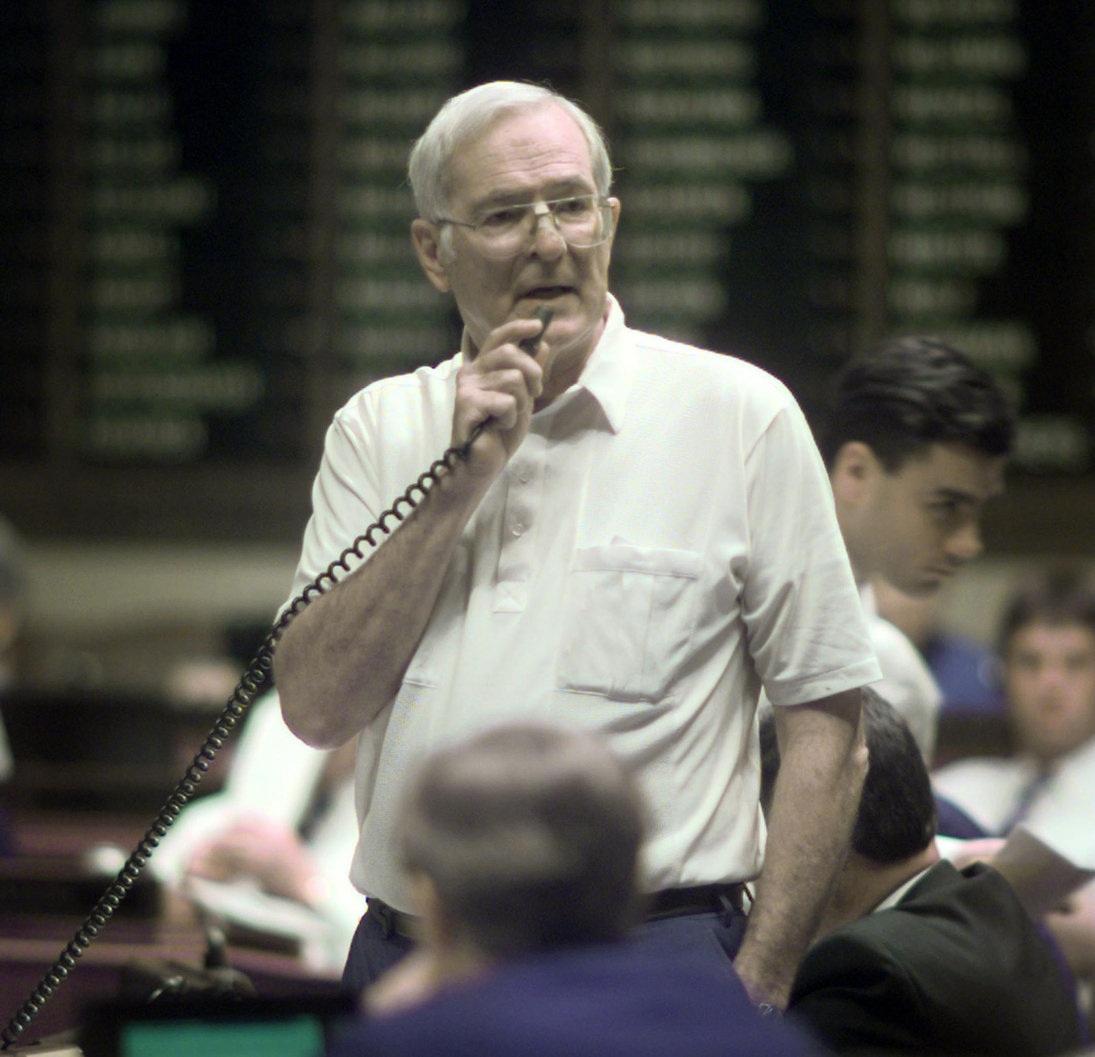 Rep. Dave Bishop (R-Rochester) introduced an amendment to the flood bill during debate on the House floor Tuesday morning. ORG XMIT: MIN2014022820193669