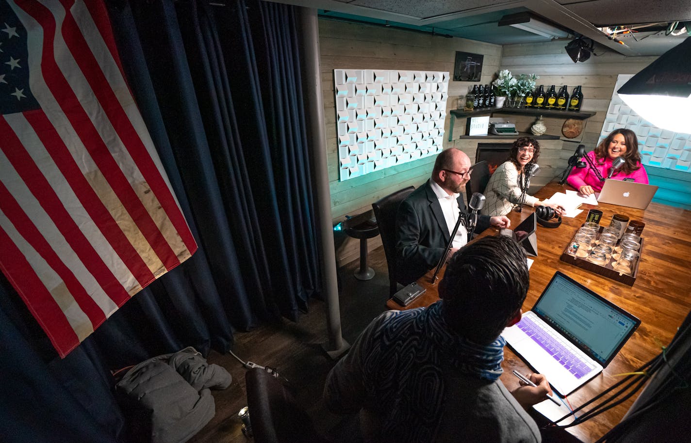 The cast of Wrong About Everything recorded an episode of their podcast Friday afternoon in their Minneapolis studio. L to R are Javier Morillo, Brian McDaniel, Carin Mrotz and Amy Koch. ] GLEN STUBBE &#x2022; glen.stubbe@startribune.com Friday, December 13, 2019 Wrong About Everything is always a lively podcast. This week the hosts are former Sen. Amy Koch (Rep.), union activist Javier Morillo (Dem) and activist Carin Mrotz with Jewish Community Action.