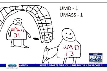 ESPN didn’t allow highlights of the UMD-UMass game to be shown before the game ended, so Duluth broadcaster Sam Ali improvised.