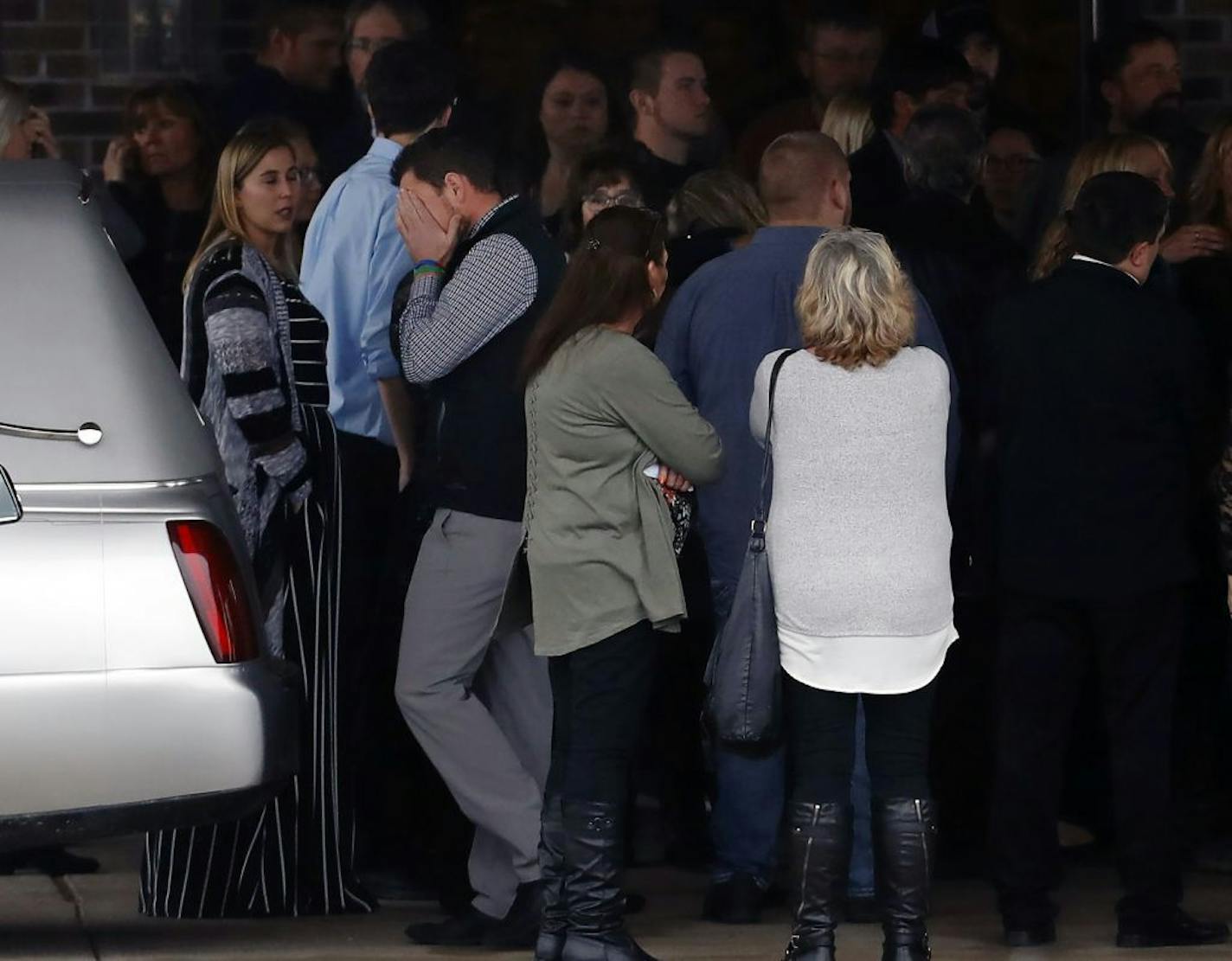 A single casket was brought out after the service for the funeral for James and Denise Class.