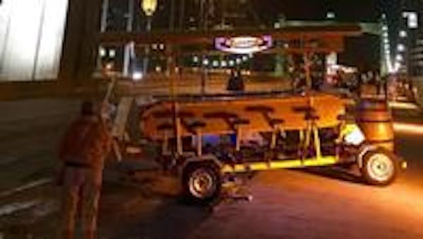 The pedal pub was rear-ended by a car Wednesday night.