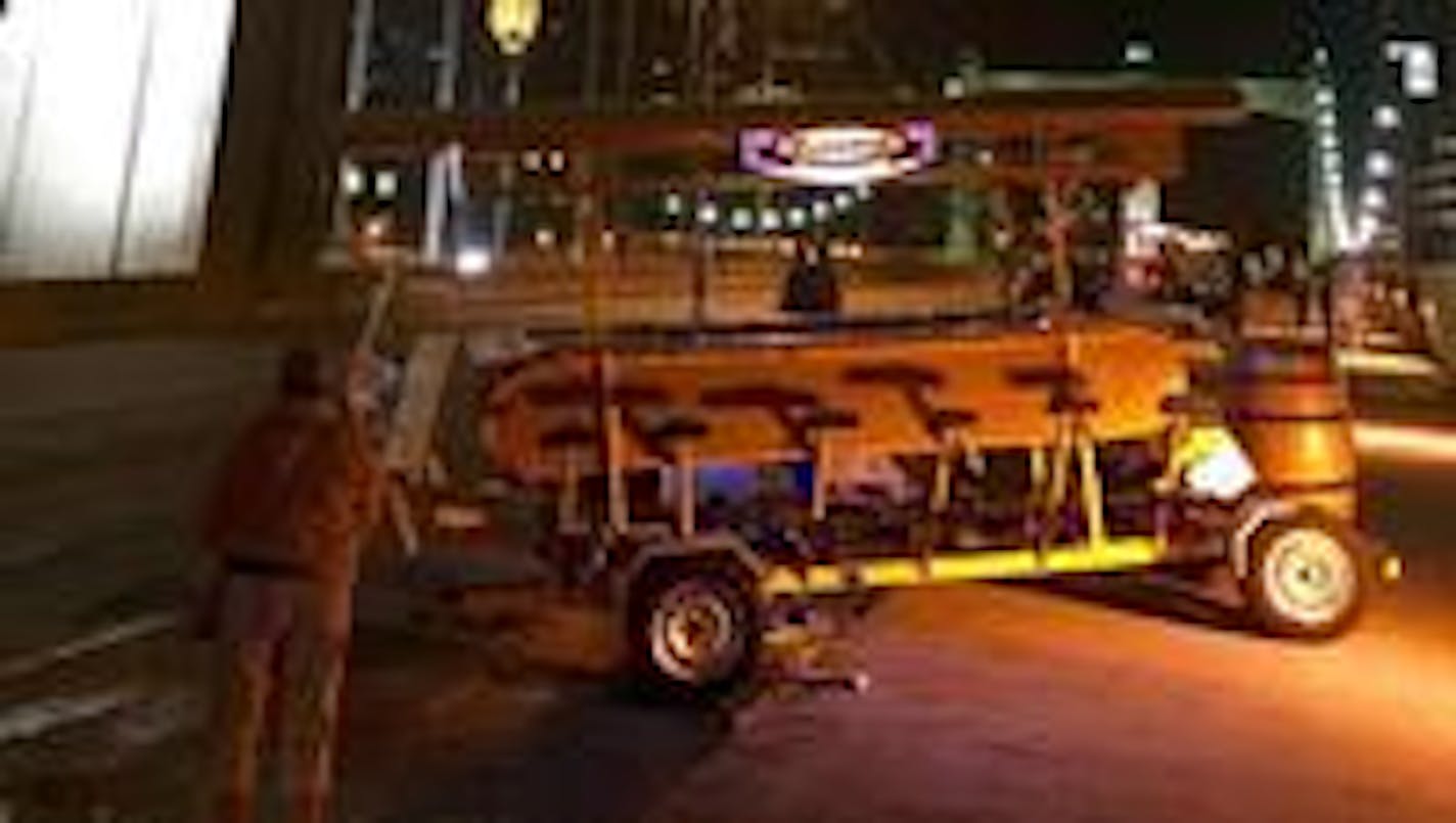 The pedal pub was rear-ended by a car Wednesday night.