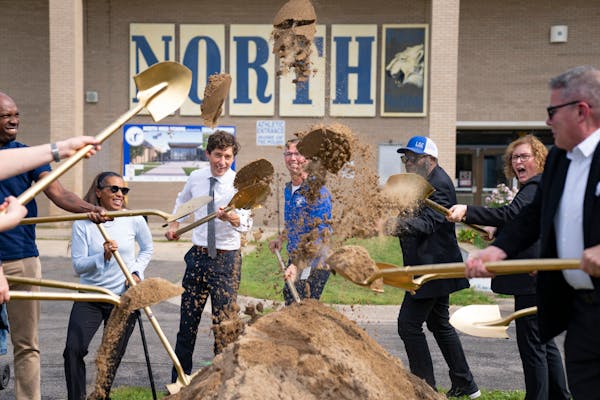 Minneapolis Public Schools district and school board leaders along with Mayor Jacob Frey attended a ground breaking ceremony for a new career and tech